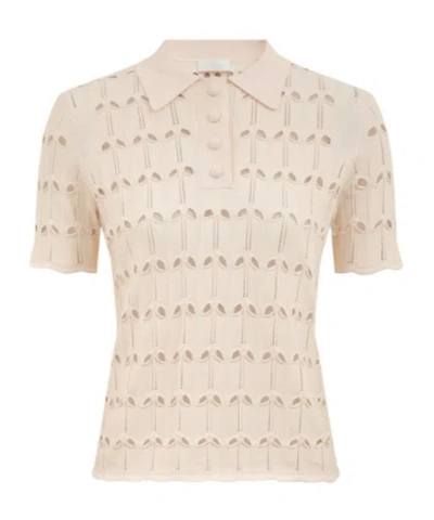 Zimmermann Rhiannon Pointelle Polo In Neutral