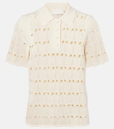 Zimmermann Rhiannon Cutout Pointelle-knit Polo Shirt In Cream