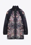 Zimmermann Rhiannon Billow Blue Blouse With High Neck And All-over Paisley Print In Ramie Woman In Blue