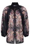 Zimmermann Rhiannon Billow Blue Blouse With High Neck And All-over Paisley Print In Ramie Woman