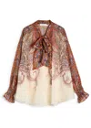 Zimmermann Rhiannon Multicolor Blouse With Tie Closure On The Front And Paisley Print In Ramie Woman In Multi
