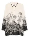 Zimmermann White Floral And Paisley Print Shirt With Contrasting Trim In Multi