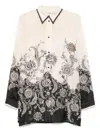 Zimmermann White Floral And Paisley Print Shirt With Contrasting Trim In Multi