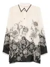 Zimmermann White Floral And Paisley Print Shirt With Contrasting Trim In Multi