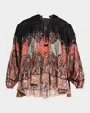 Zimmermann Rhiannon Ruffled Paisley-print Organic Silk Blouse In Black Paisley