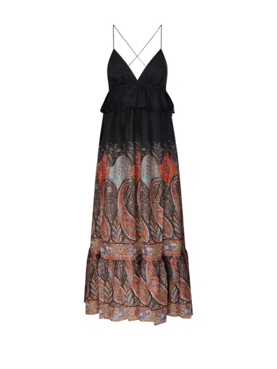 Zimmermann Rhiannon Ruffled Paisley-print Silk Midi Dress In Black Paisley