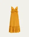 Zimmermann Rhiannon Tiered Ruffle Peplum Silk Maxi Dress In Gold