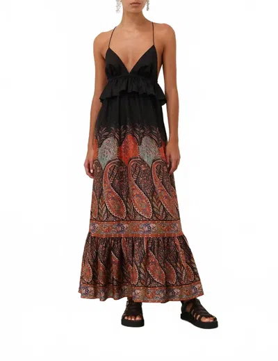 Zimmermann Rhiannon Ruffled Paisley-print Silk Midi Dress In Black Paisley