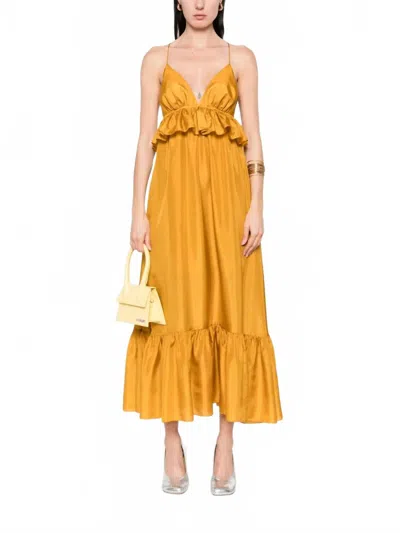 Zimmermann Rhiannon Ruffle Maxi Dress In Gold