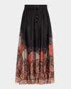 Zimmermann Rhiannon Ruffled Paisley-print Organic Silk Maxi Skirt