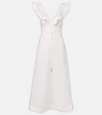 Zimmermann Rhiannon Ruffled Linen Midi Dress