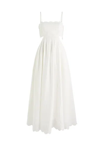 ZIMMERMANN ZIMMERMANN RHIANNON SCALLOP LINEN MIDI DRESS