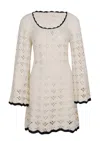 Zimmermann Rhiannon Scoop Neck Crochet Dress Cream/black In Multi