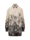 Zimmermann White Floral And Paisley Print Shirt With Contrasting Trim In Multi