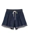 Zimmermann Rhiannon Drawstring Waist Fringe Hem Denim Shorts In Aln - Atlantic