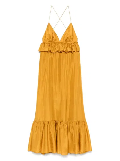 Zimmermann Rhiannon Silk Maxi Dress In Gold