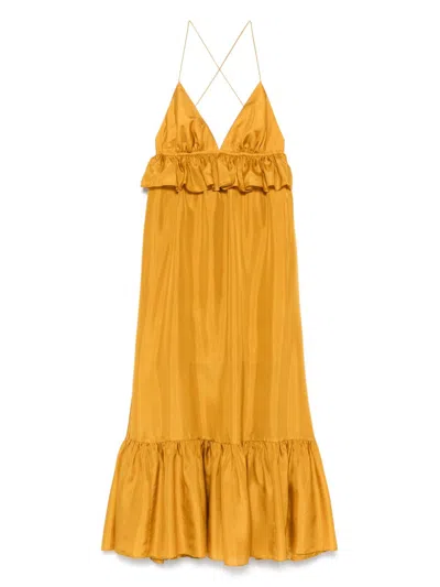 Zimmermann Rhiannon Silk Maxi Dress In Gold