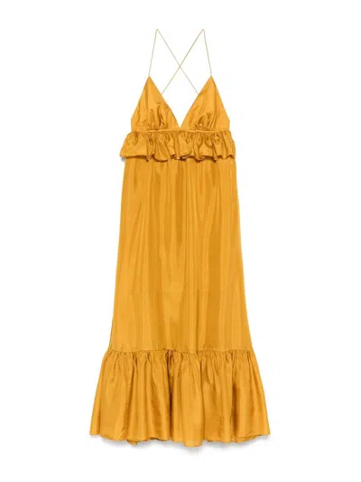 Zimmermann Rhiannon Silk Maxi Dress In Yellow