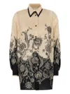 Zimmermann White Floral And Paisley Print Shirt With Contrasting Trim In Multi