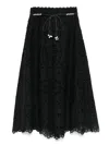 Zimmermann Zim Rhiannon Embroidered Scallop Hem Wblt Midi Skirt Black