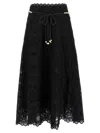 Zimmermann Zim Rhiannon Embroidered Scallop Hem Wblt Midi Skirt Black