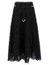 Zimmermann Zim Rhiannon Embroidered Scallop Hem Wblt Midi Skirt Black