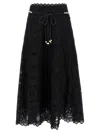 Zimmermann Zim Rhiannon Embroidered Scallop Hem Wblt Midi Skirt Black