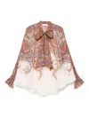 Zimmermann Rhiannon Multicolor Blouse With Tie Closure On The Front And Paisley Print In Ramie Woman