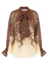 Zimmermann Rhiannon Multicolor Blouse With Tie Closure On The Front And Paisley Print In Ramie Woman In Multi