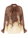 Zimmermann 'rhiannon' Multicolor Blouse With Tie Closure On The Front And Paisley Print In Brown