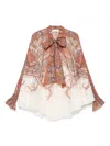 Zimmermann Rhiannon Tie Neck Blouse In Multi