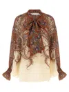 Zimmermann Womens Cream Paisley Rhiannon Self-tie-collar Woven Blouse Xxs In Multi