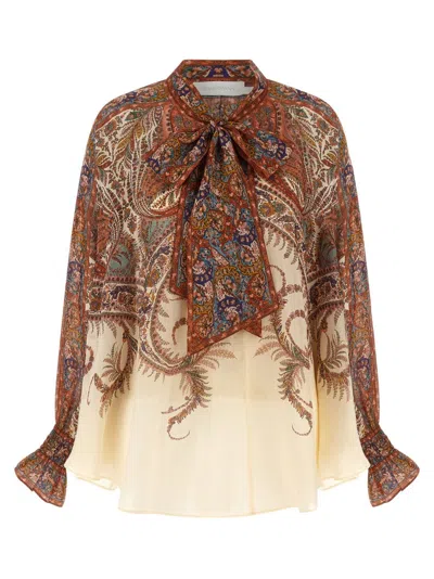 Zimmermann "rhiannon" Blouse With Bow In Multi