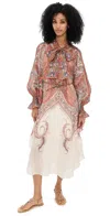Zimmermann Womens Rhiannon Floral Woven Midi Dress Cream Paisley In Cream Paisley