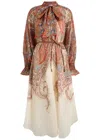 Zimmermann Womens Rhiannon Floral Woven Midi Dress Cream Paisley