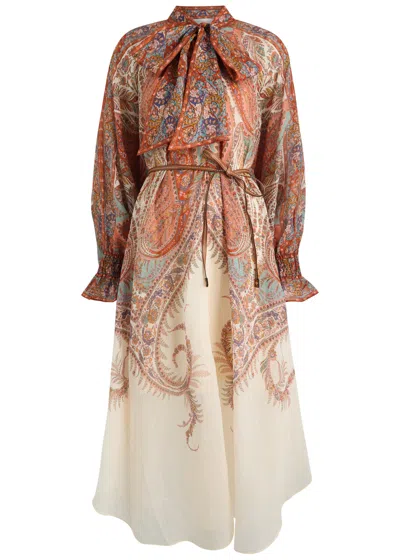 ZIMMERMANN ZIMMERMANN RHIANNON TIE NECK WOVEN KAFTAN DRESS