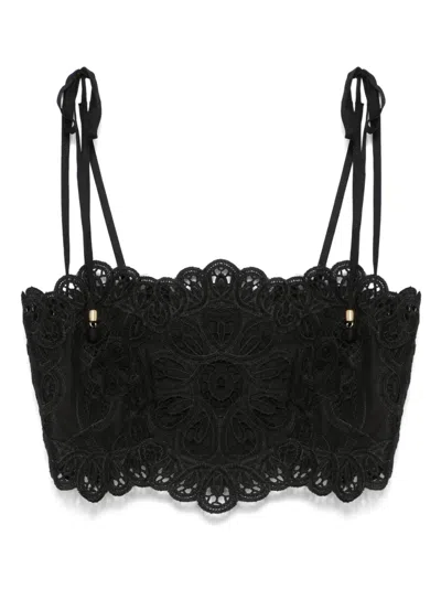 Zimmermann Rhiannon Embroidered Bodice Top In Black