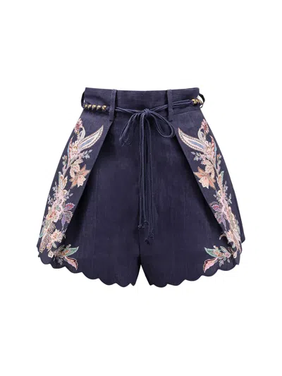 Zimmermann Rhiannon Tuck Linen Short In Blue