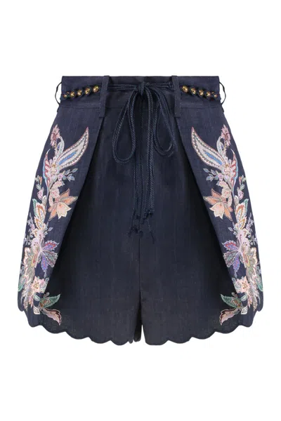ZIMMERMANN ZIMMERMANN RHIANNON TUCK PRINTED LINEN SHORTS
