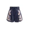 Zimmermann Womens Navy Multi Paisley Rhiannon Floral Linen Shorts Xs