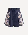 Zimmermann Womens Navy Multi Paisley Rhiannon Floral Linen Shorts Xs