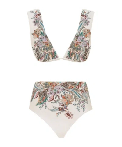 Zimmermann Rhiannon Wide Shoulder Bikini In Multi