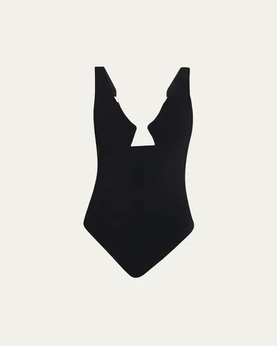 Zimmermann Rhiannon Wire Front One-piece Swimsuit In Black