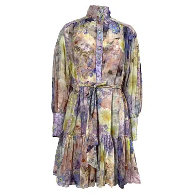 Zimmermann Rhythmic Chiffon Mini Dress In Floral Cotton In Multi