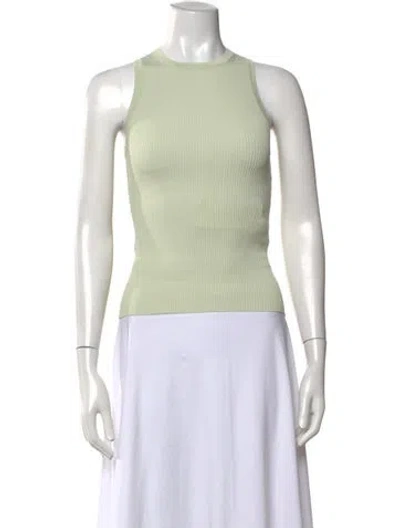 Pre-owned Zimmermann Rib Knit Crew Neck Top In Green