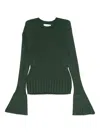 Zimmermann Ribbed Bell-sleeve Sweater In Green