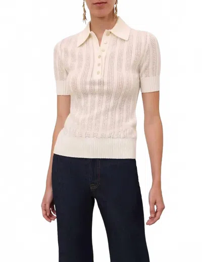 Zimmermann Ribbed Knit Polo Top In Cream In Neutral