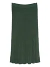 Zimmermann Ribbed-pleated Midi Skirt In Green