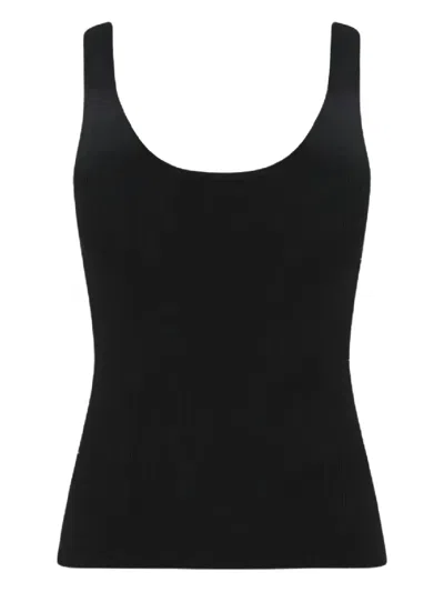 Zimmermann Ribbed Scoup-neck Tank Top In Black