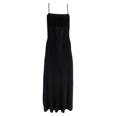 Pre-owned Zimmermann Ribbed Square Neck Maxi Dress In Black Viscose